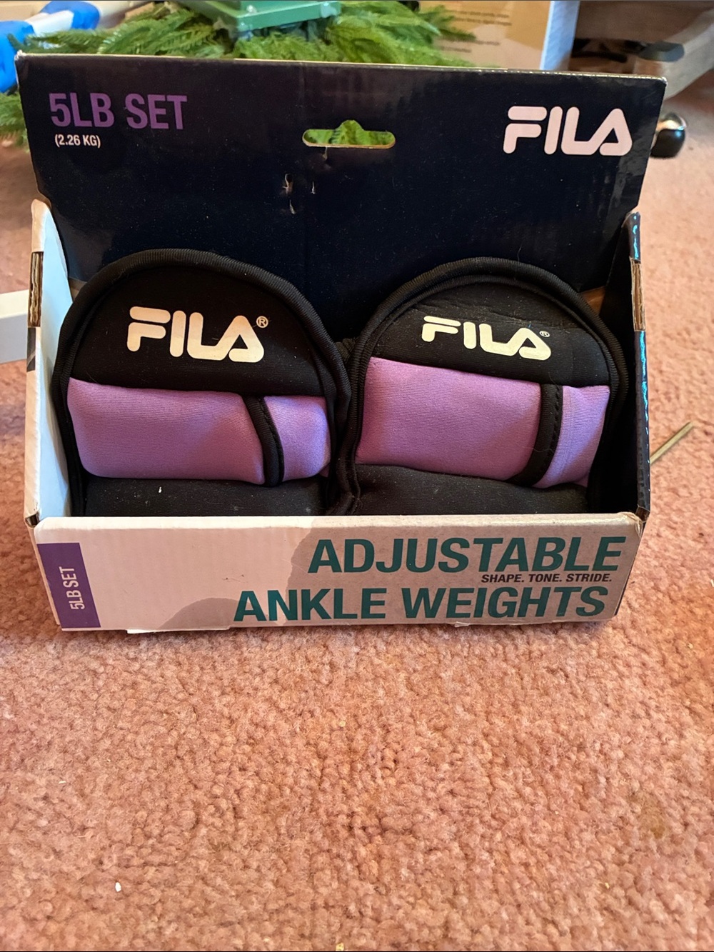 FILA Purple & Black Adjustable Ankle Weights - 5 lb Set